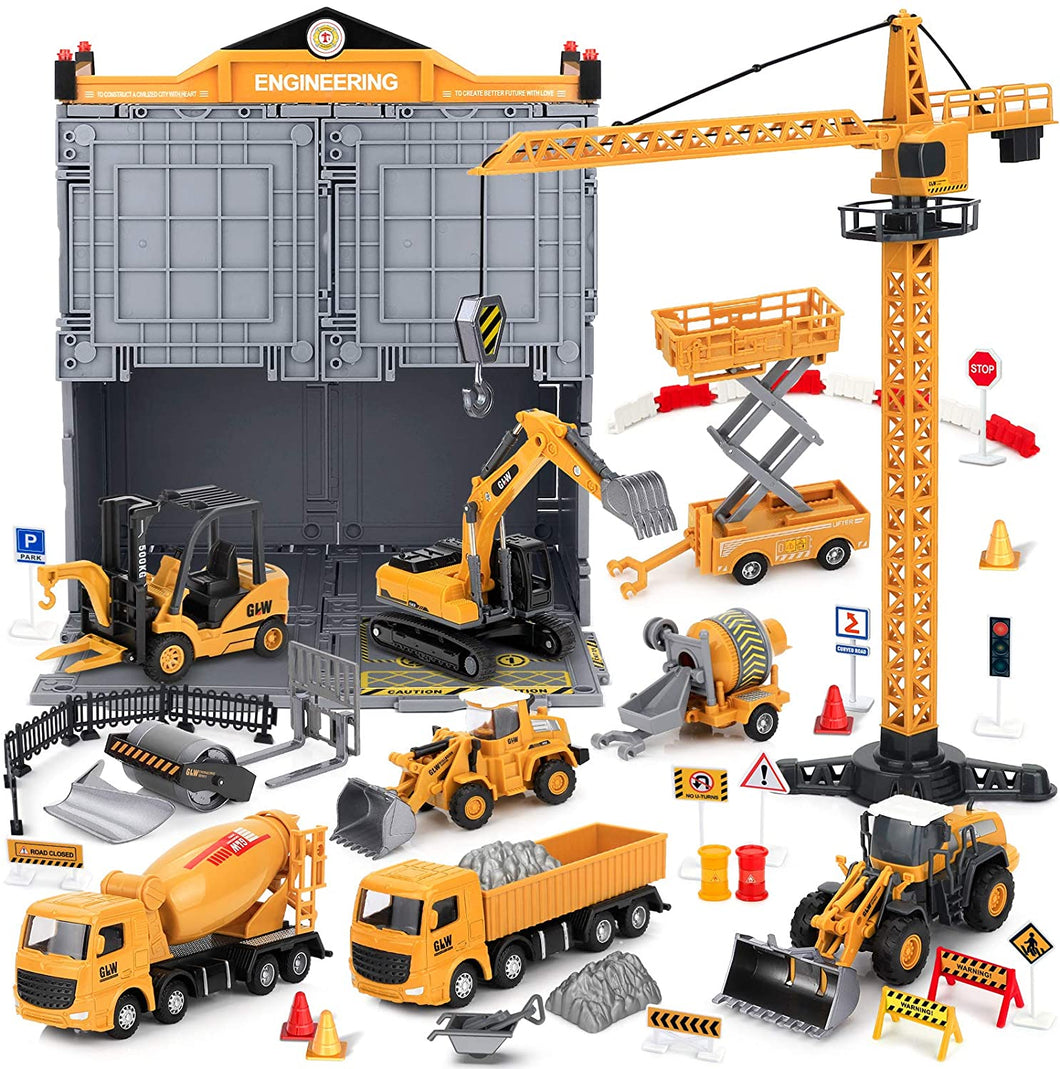 Construction Truck Toys with Crane for 2 4 5 6 Years Old Boys